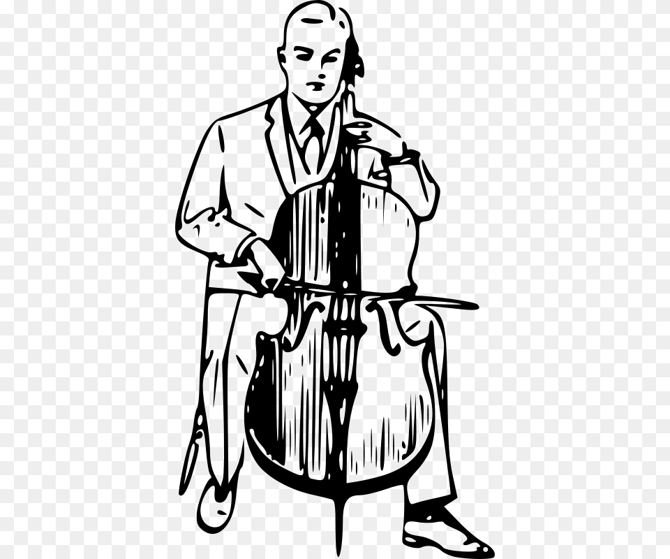 Papapishu Man Playing Cello, Gray Free Transparent Png