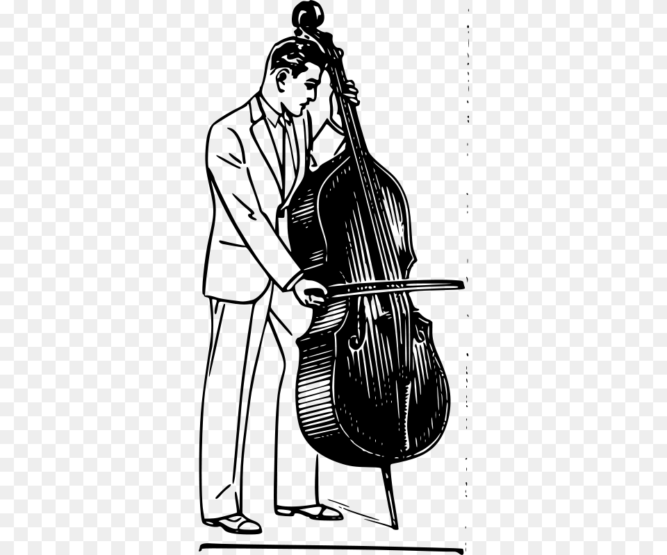 Papapishu Man Playing Contrabass, Gray Png Image