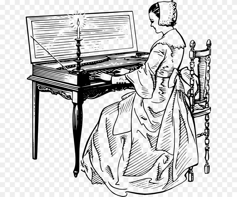 Papapishu Woman Playing A Clavichord, Gray Free Png Download