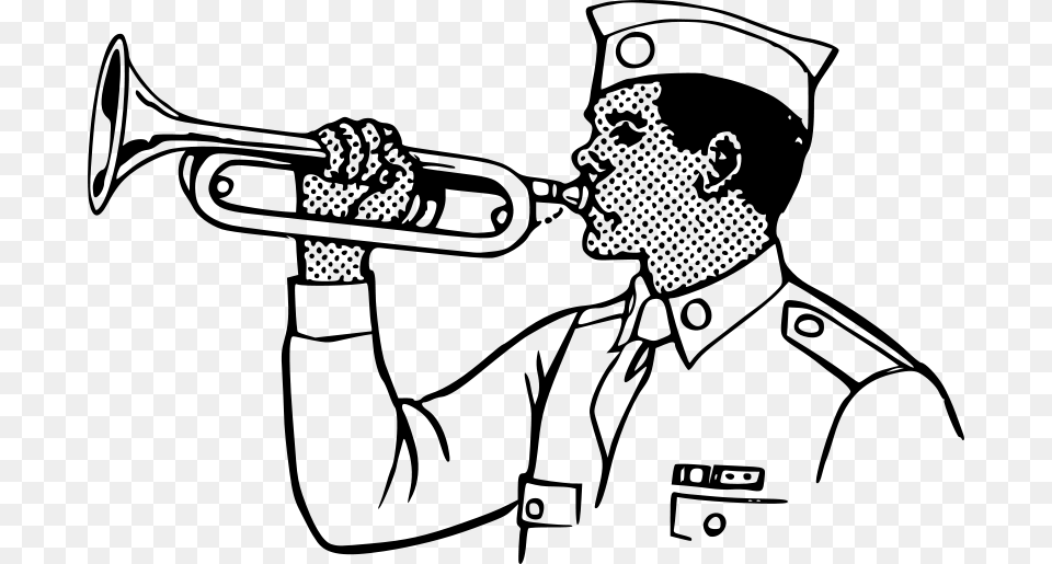 Papapishu Young Man Playing On A Bugle, Gray Png Image