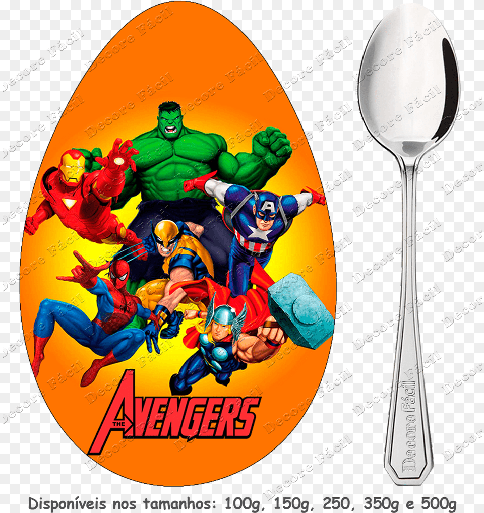 Papel De Arroz Dos Vingadores Para Ovo De Colher Avengers, Cutlery, Spoon, Adult, Male Free Png Download