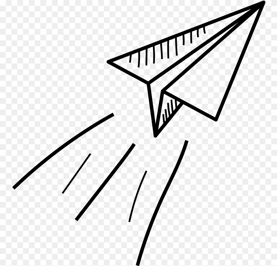 Paper Airplane Hand Drawn Paper Plane, Gray Free Png