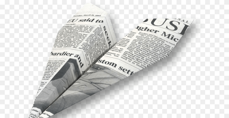 Paper Airplane Made Of Newspaper, Text Free Png