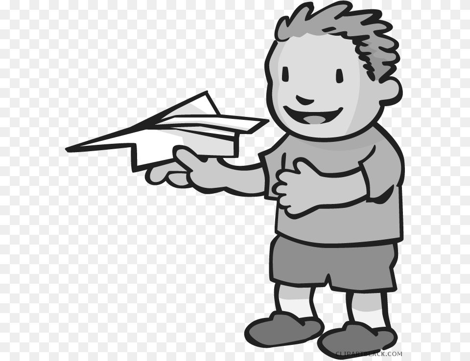 Paper Airplane Transportation Black White Clipart Flying A Paper Plane Clipart, Person, Reading, Book, Publication Free Png Download