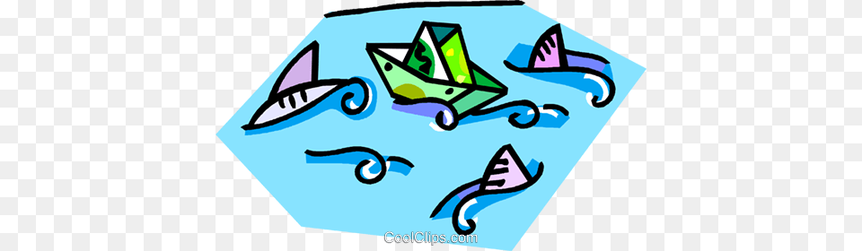 Paper Boat With Fish In The Ocean Royalty Vector Clip Art, Graphics Free Png Download