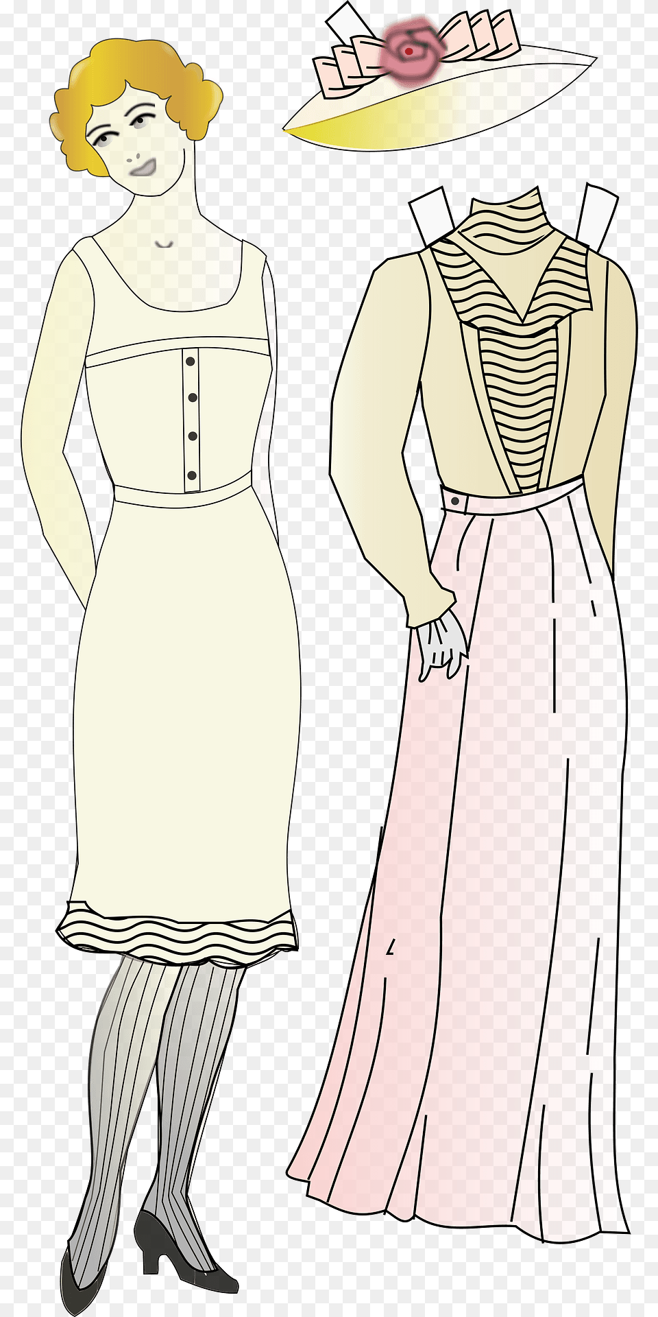 Paper Doll And Doll Clothes With Tabs Clipart, Clothing, Dress, Person, Adult Png Image