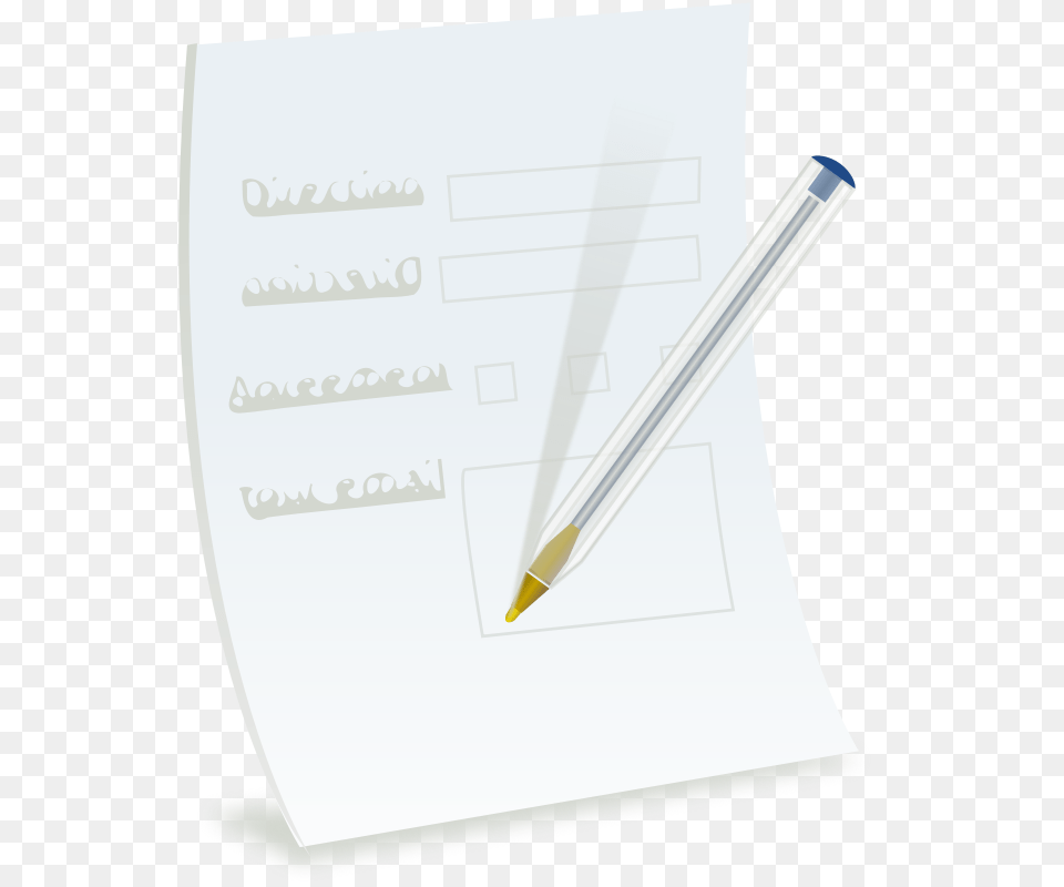 Paper Form With Ballpoint, Page, Text Png