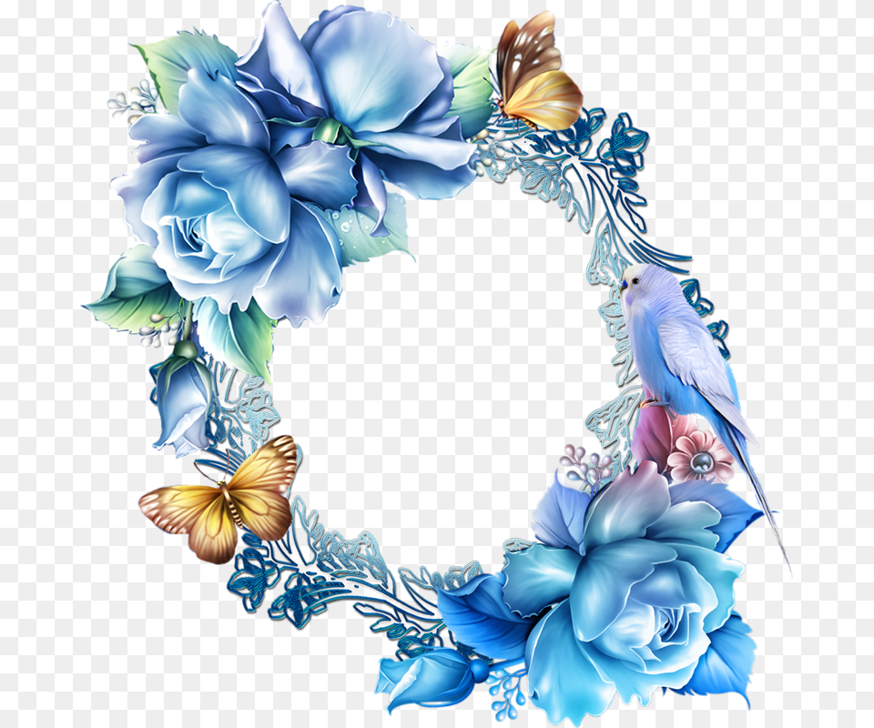 Paper Frames Picture Frames Seal Templates Belles Blue Floral Border Design, Animal, Bird, Wreath, Jay Free Transparent Png