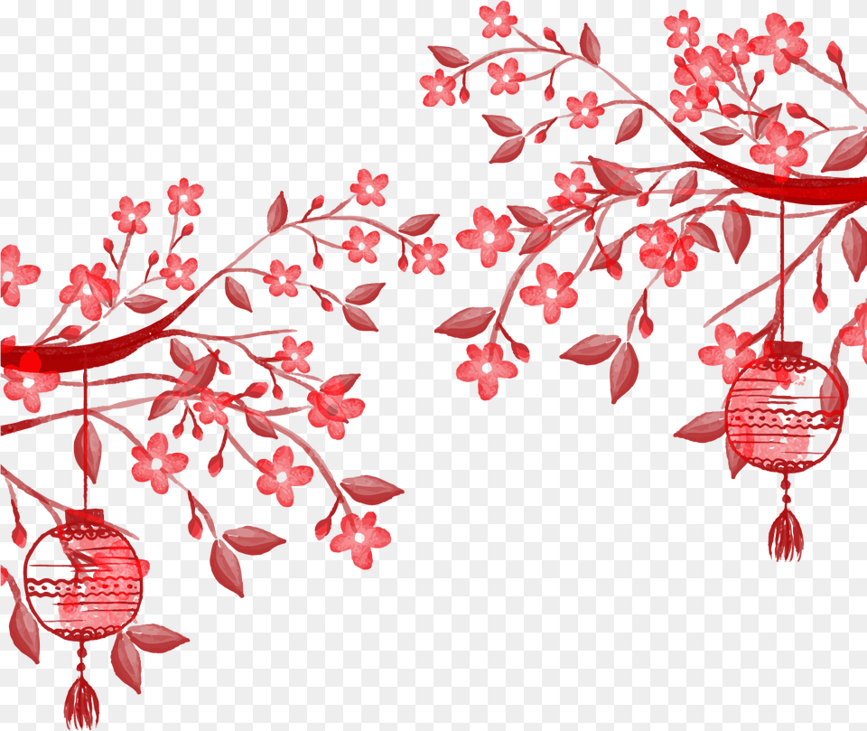 Paper Lantern Chinese New Year Background, Art, Floral Design, Graphics, Pattern Free Png Download