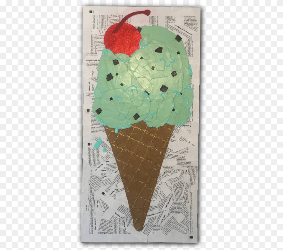 Paper Mache Ice Cream Cone Ice Cream Cone, Dessert, Food, Ice Cream, Soft Serve Ice Cream Free Png Download