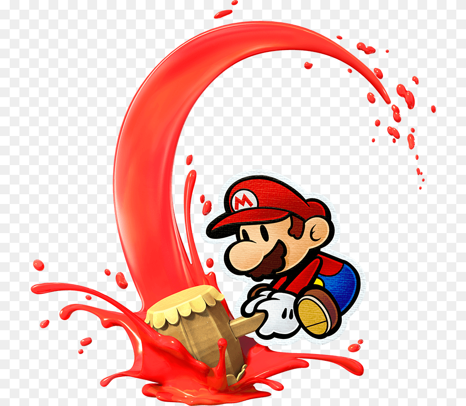 Paper Mario Paint Hammer Paper Mario Color Splash Wiiu Nintendo Wii U, Baby, Person, Face, Head Free Png Download