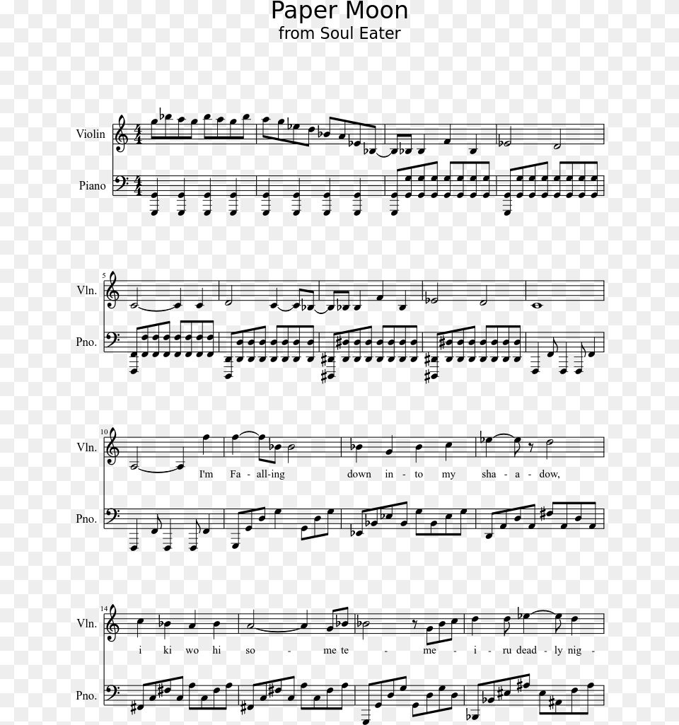 Paper Moon From Soul Eater Sheet Music 1 Of 4 Pages Legend Of Zelda Song Of Storms Cello, Gray Free Png Download