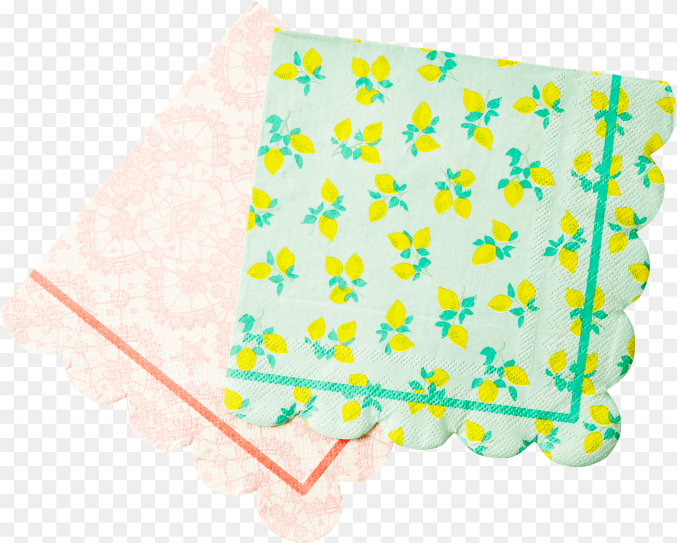 Paper Napkins With Scallop Edge In 2 Assorted Prints Paper, Diaper, Home Decor Free Transparent Png