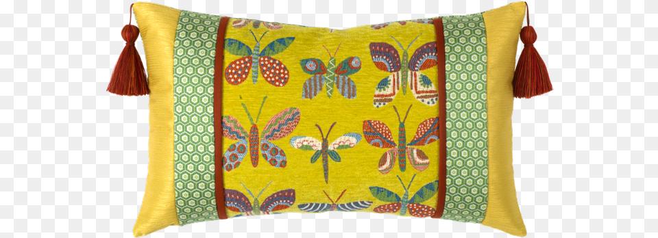 Papillon Dijon Tassel Lumbar Cushion, Home Decor, Pillow, Pattern Png