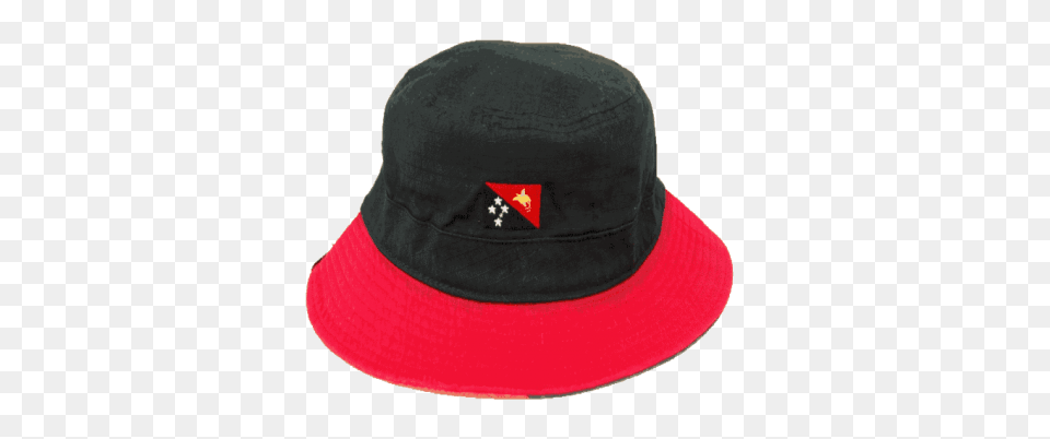 Papua New Guinea Black Bucket Hat With Red Embroidery Red Brim, Baseball Cap, Cap, Clothing, Sun Hat Free Png Download
