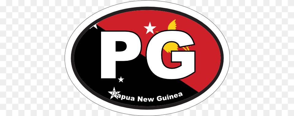 Papua New Guinea Pg Flag Oval Sticker Circle, Logo, Symbol, Disk Free Png