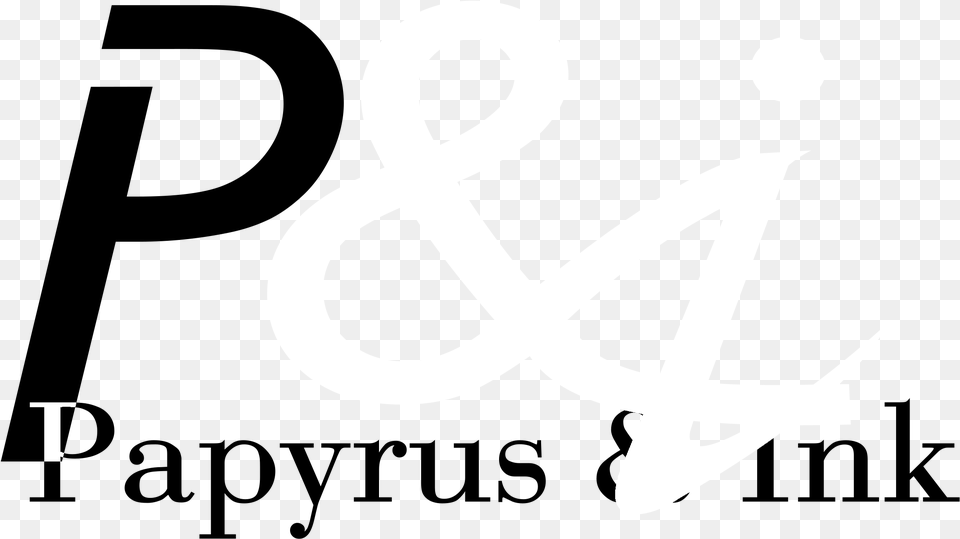 Papyrus Amp Ink Logo Black And White Calligraphy, Alphabet, Ampersand, Symbol, Text Free Png Download