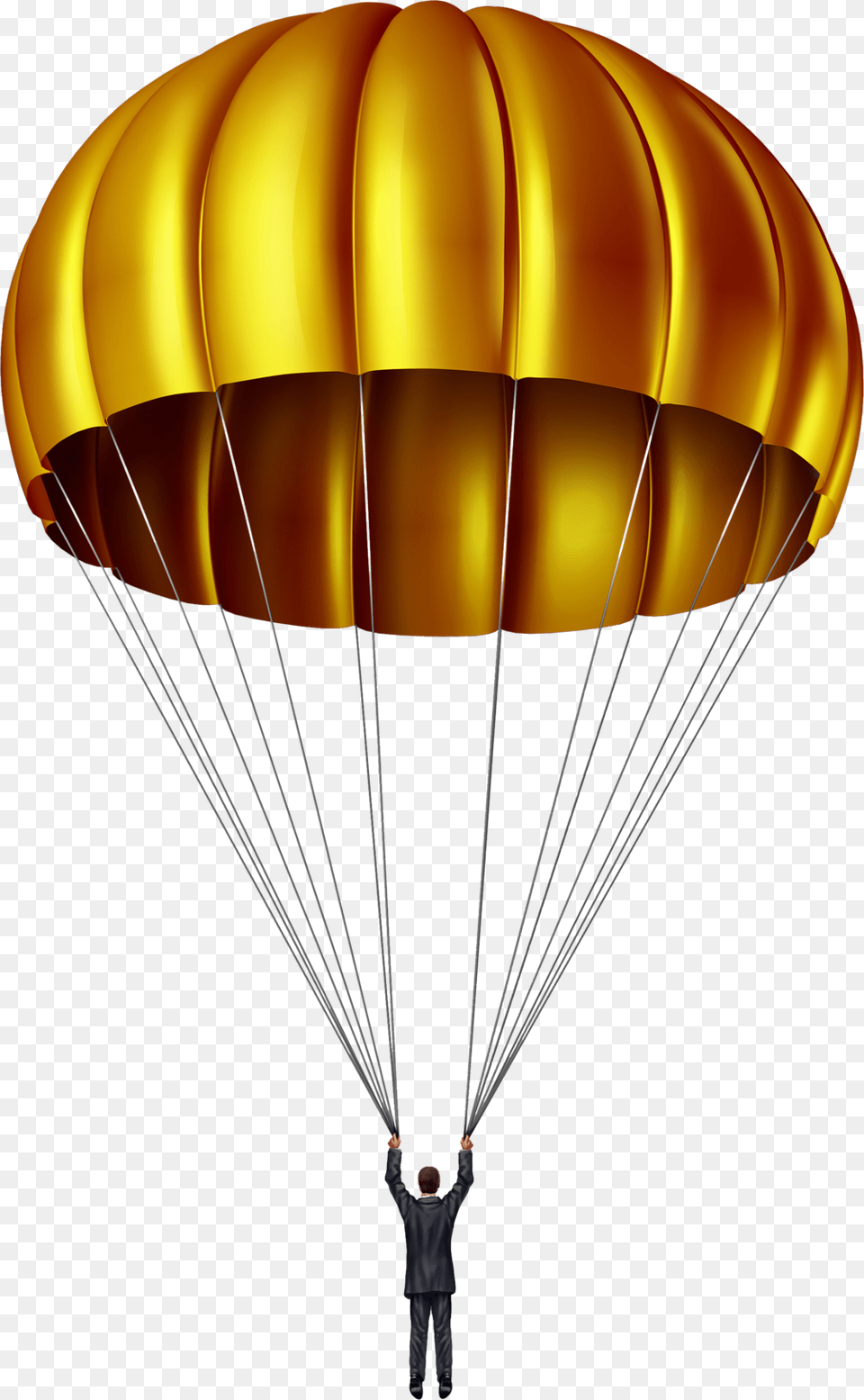 Parachute Clipart Golden Parachute, Adult, Male, Man, Person Free Png Download