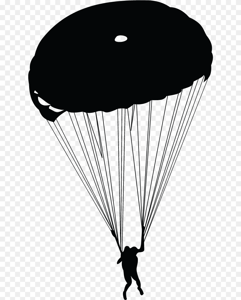 Parachute Silhouette Parachuting Black In White Parachute, Person Free Png