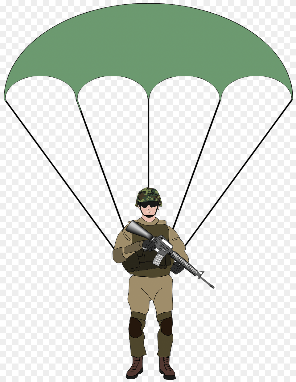 Parachute Soldier Clipart, Adult, Person, Man, Male Free Png