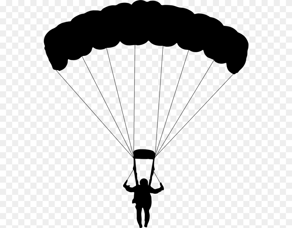 Parachuting Parachute Extreme Sport Encapsulated Postscript, Gray Free Png Download