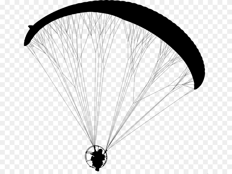 Paragliding Parachute Silhouette Sport Athlete Parachuting, Gray Free Png Download