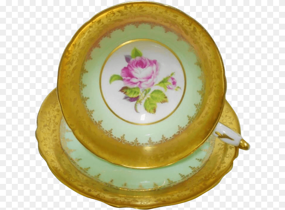 Paragon Fancy Gold Etch Border Pink Rose Center Tea Rosa Dumalis, Art, Pottery, Porcelain, Saucer Free Png Download