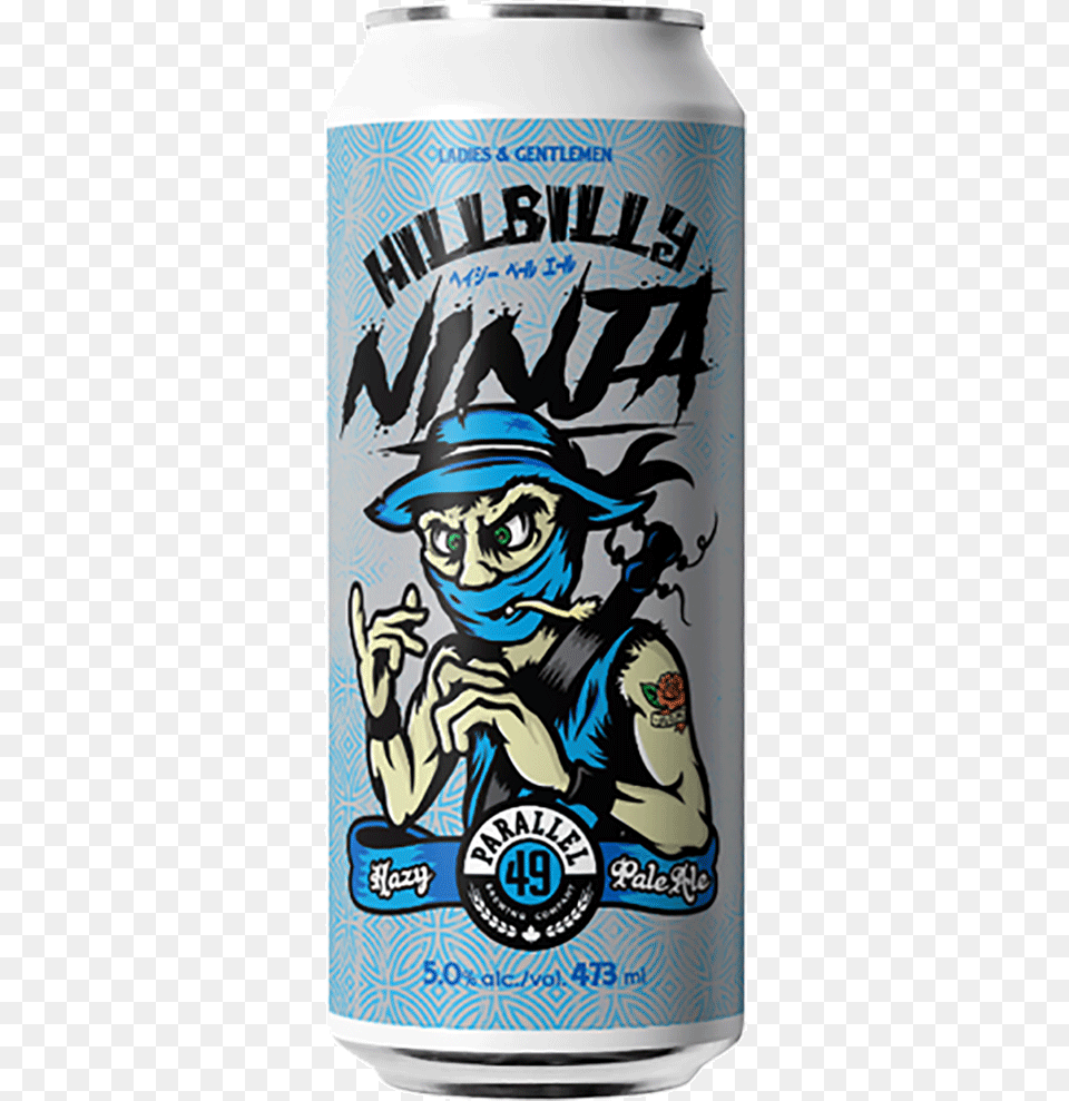 Parallel 49 Hillbilly Ninja Hazy Pale Ale Hillbilly Ninja Parallel, Alcohol, Beer, Beverage, Person Png Image