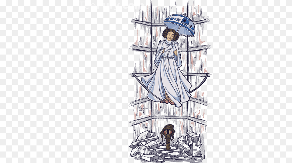 Parasol Girl Haunted Mansion Princess Leia Shirt Sketch, Book, Publication, Adult, Person Png