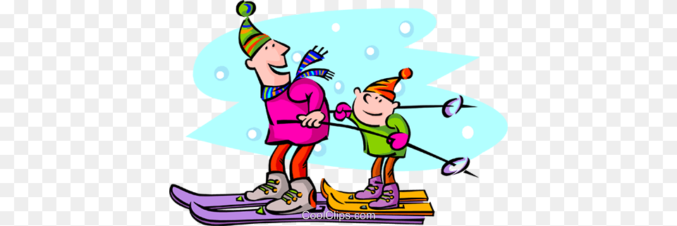 Parent And Child Skiing Royalty Vector Clip Art Illustration, Outdoors, Baby, Nature, Person Free Png Download