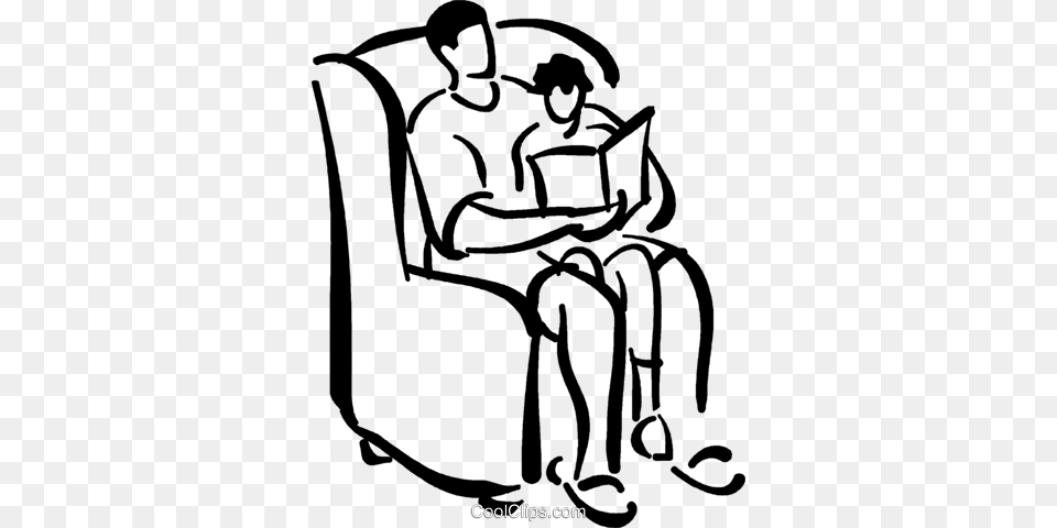 Parent Reading To Child Royalty Vector Clip Art Illustration, Furniture, Chair, Person, Armchair Free Png