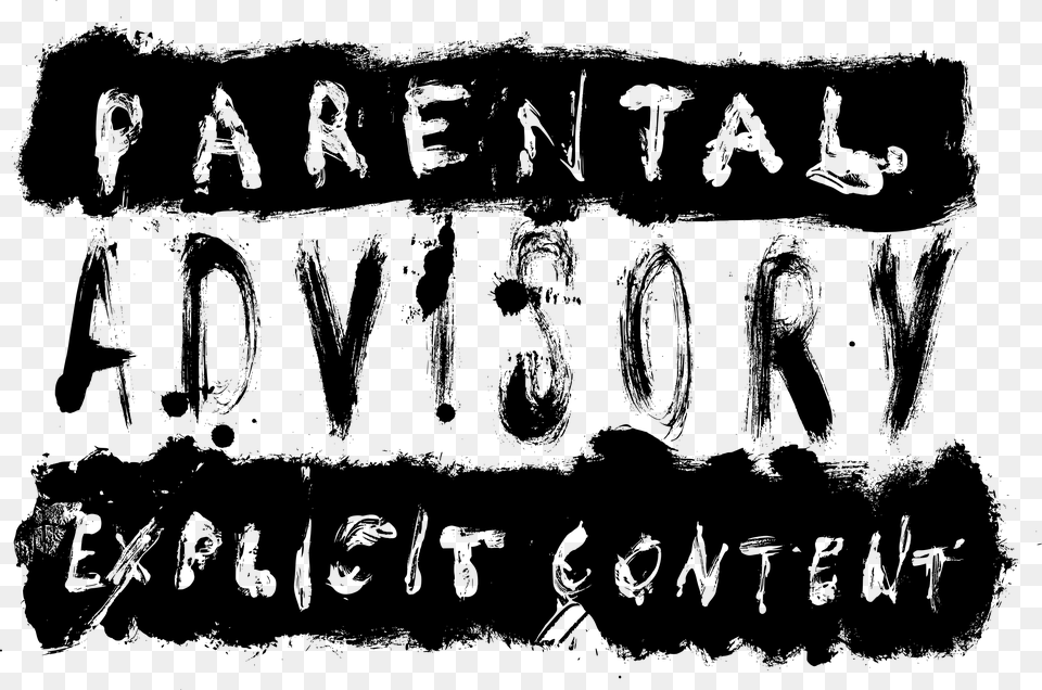 Parental Advisory Calligraphy, Gray Free Png