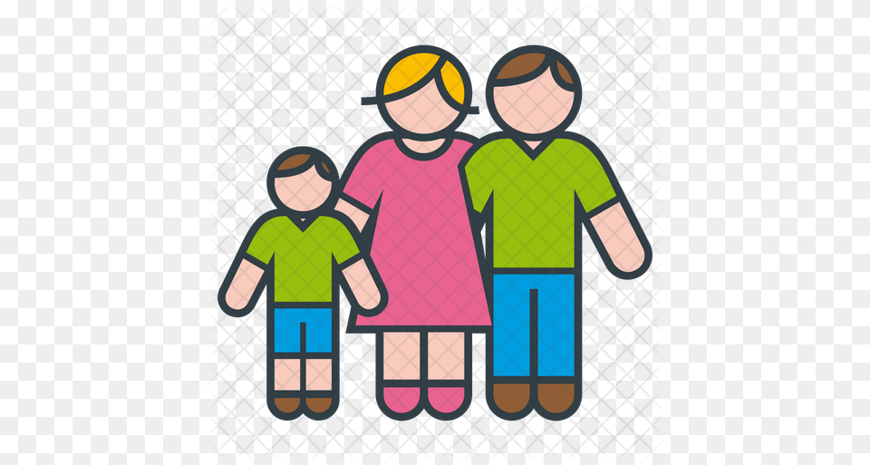 Parents And Son Icon Of Colored Outline House With Family Icon Colored, People, Person Free Png