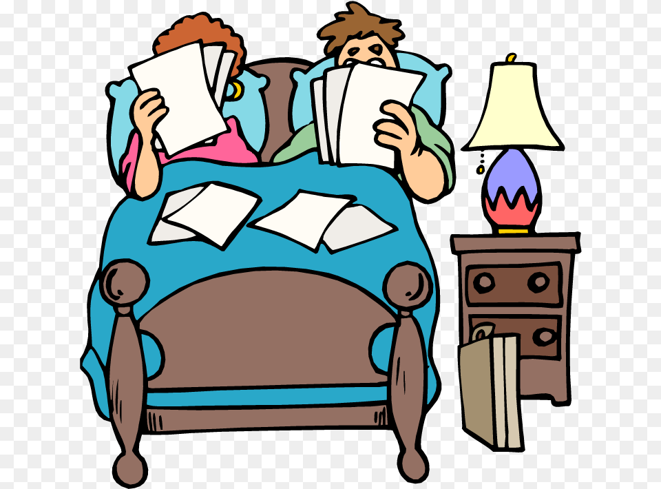 Parents In Bed Cartoon, Reading, Person, Lamp, Table Lamp Free Png