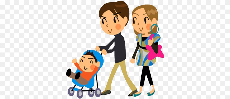 Parents Photo Cartoon Family, Person, Walking, Baby, Face Png Image