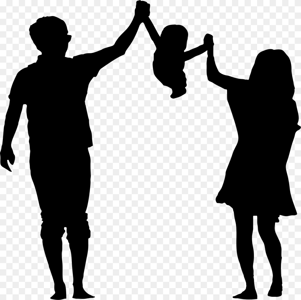 Parents With Child Silhouette Parents And Child Silhouette, Gray Free Png