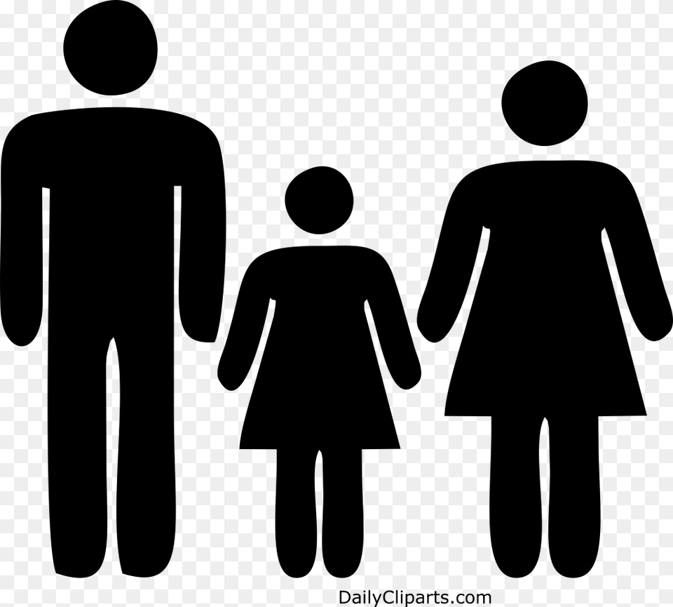 Parents With Daughter Family Black Icon Man Woman Icon Red, Gray Free Transparent Png