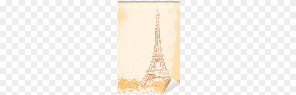 Paris Background With The Eiffel Tower Wall Mural Tower, Art, Architecture, Building, Spire Png Image