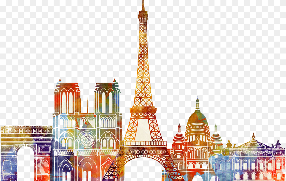 Paris City Colorfulcity Silhouette Eiffeltower Skyline Paris, Architecture, Building, Spire, Tower Png Image