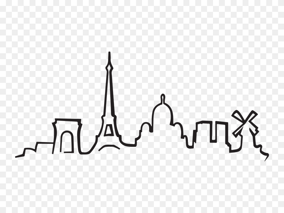 Paris City Skyline, Cross, Symbol, Silhouette Png Image