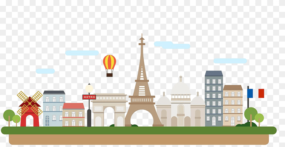 Paris Clipart Building Paris Paris Illustration, City, Neighborhood, Architecture, Person Free Png Download