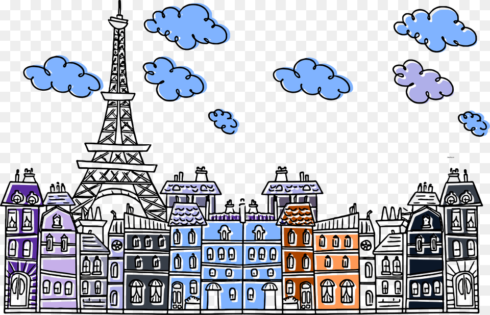 Paris Eiffel City Cute Drawing Clipart Cute Drawings Clip Art, Doodle, Metropolis, Urban, Neighborhood Png