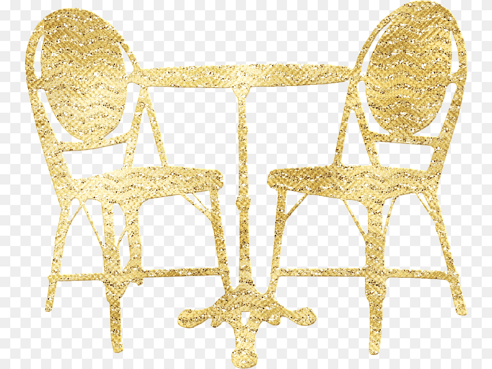 Paris French Caf Table And Chairs Gold Foil Chair, Dining Table, Furniture Free Png Download