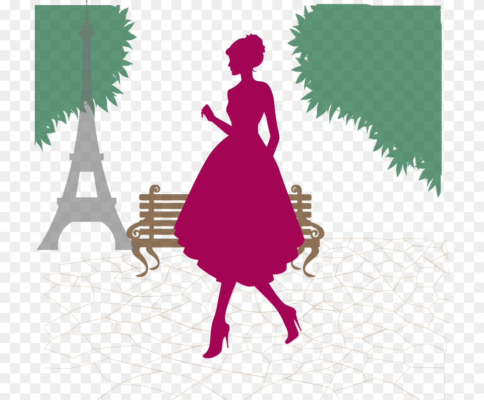 Paris Photo Silhouette Elegant Women Clipart, Clothing, Dress, Adult, Person Free Transparent Png