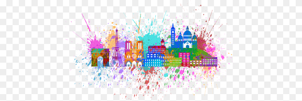 Paris Skyline Paint Splatter Color Illustration Tote Bag Ciudad De Color Pintura, Art, Graphics, Paper, Fireworks Free Png