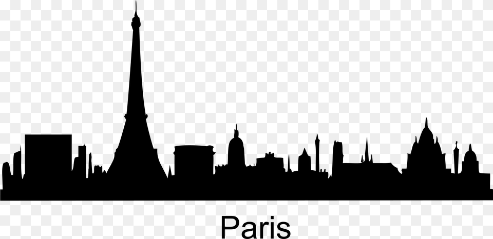 Paris Skyline Silhouette, Gray Png Image