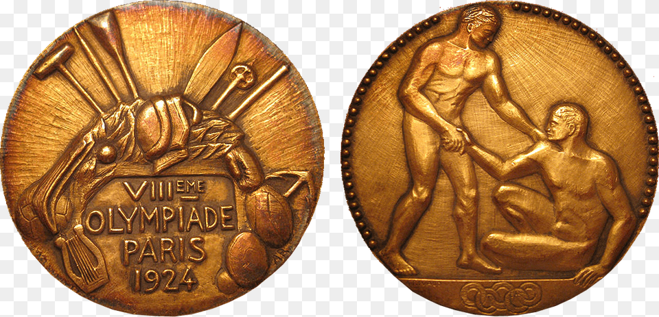 Paris Summer Prize Medals 1924 Paris Summer Winner Paris 1924 Olympics Medal, Gold, Bronze, Wedding, Person Free Png Download