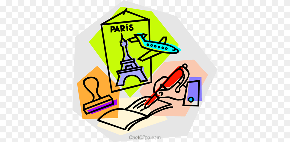 Paris Vacation With Airline Tickets Royalty Free Vector Clip Art, Bulldozer, Machine Png