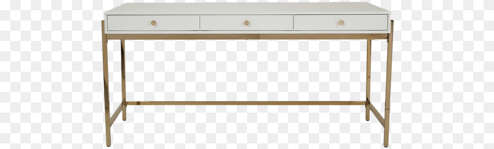 Park Avenue White And Gold Writing Desk, Furniture, Table, Computer, Electronics Free Png Download