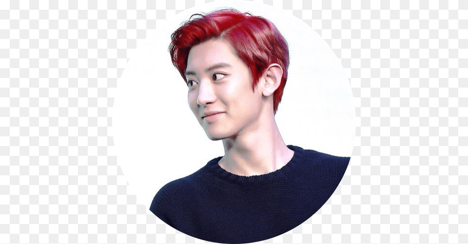 Park Chanyeol Sticker Red Hair, Head, Photography, Person, Adult Free Png Download
